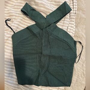 Babaton Dark Green Knit Crop Top